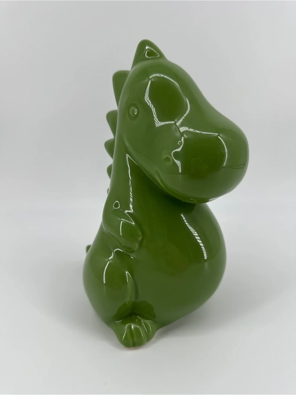Pottery Barn Kids Ceramic Dinosaur Piggy Bank Green 7.5 Inches 2022 Dino